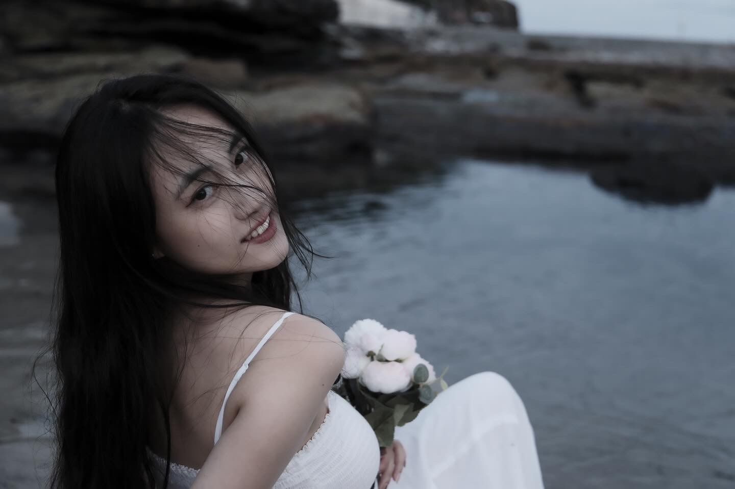 Portrait of myself, against the ocean